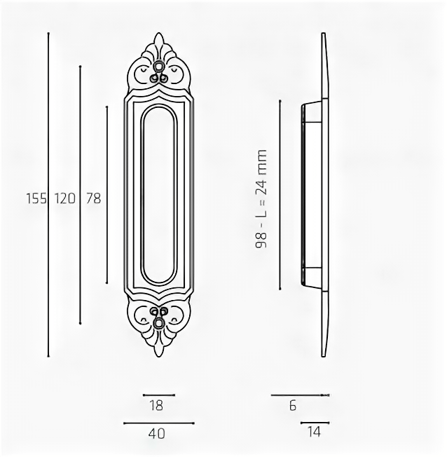 Ручка для раздвижной двери Venezia U122 DECOR темная бронза (1шт.)