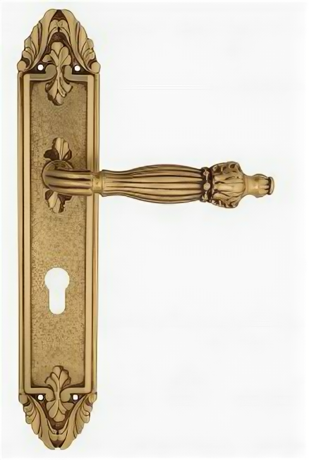 Дверная ручка Venezia "OLIMPO" CYL на планке PL90 французское золото + коричневый