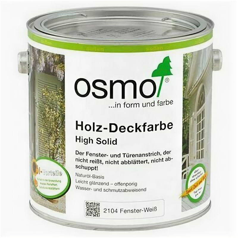 Краска белая для окон и дверей Osmo Holz-Deckfarbe непрозрачная (2104) 0,125 л