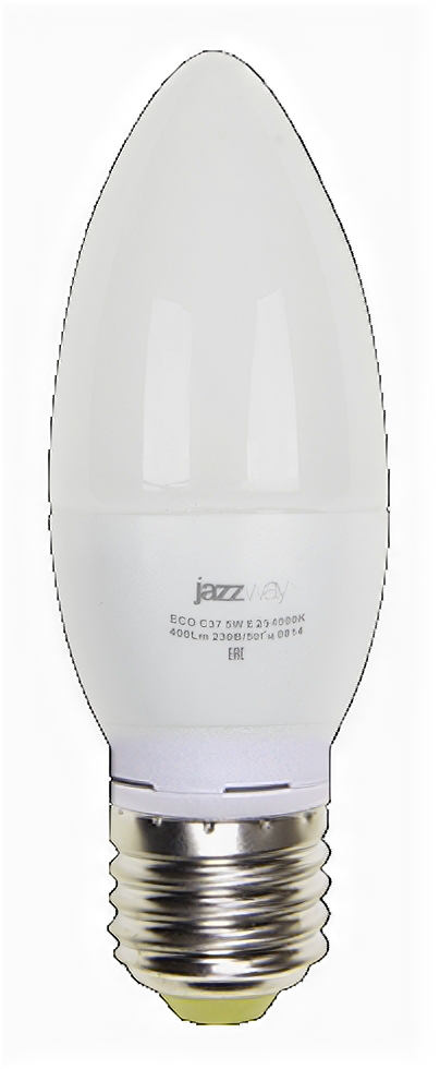 Лампа 5W свеча светодиодная PLED- ECO-C37 5W E27 3000K (5W=40Вт, 400Lm) 230/50 Jazzway - фотография № 2