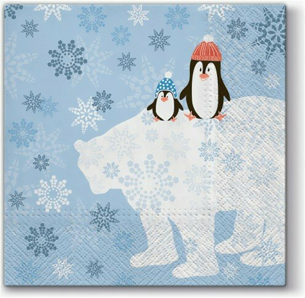 фото Салфетка трехслойная для декупажа "Новогодние друзья" #SDL011100 PAW Decor Collection 33 x 33 см 4 шт