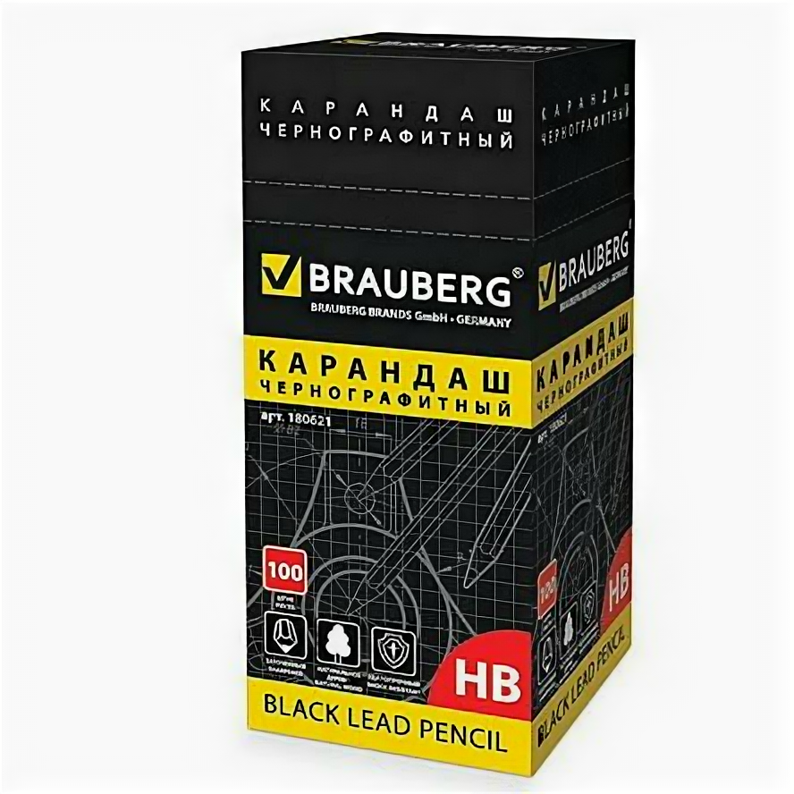 Карандаш чернографитовый HB Brauberg Touch line - фото №2