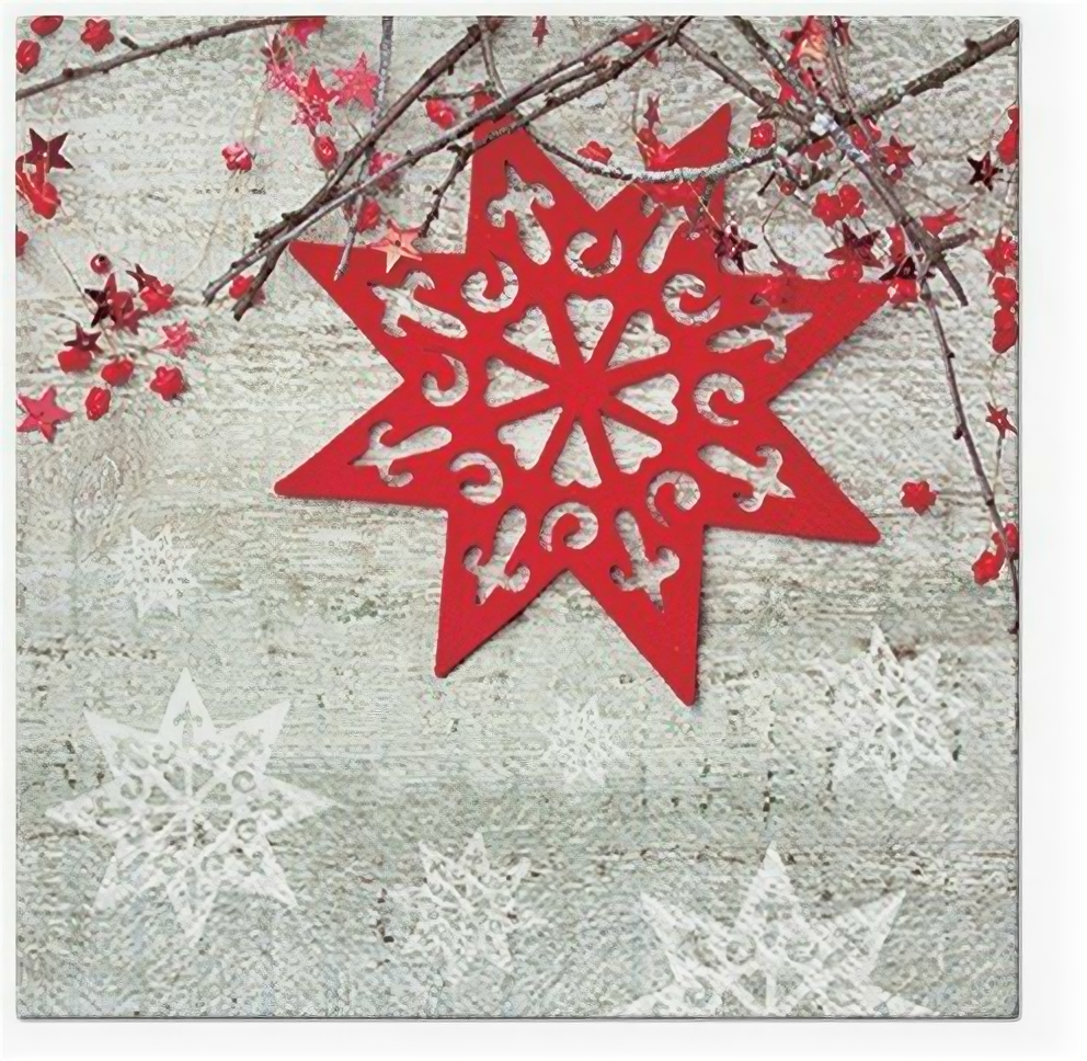 фото Салфетка трехслойная для декупажа "Красная звезда" #SDL080900 PAW Decor Collection 33 x 33 см 4 шт