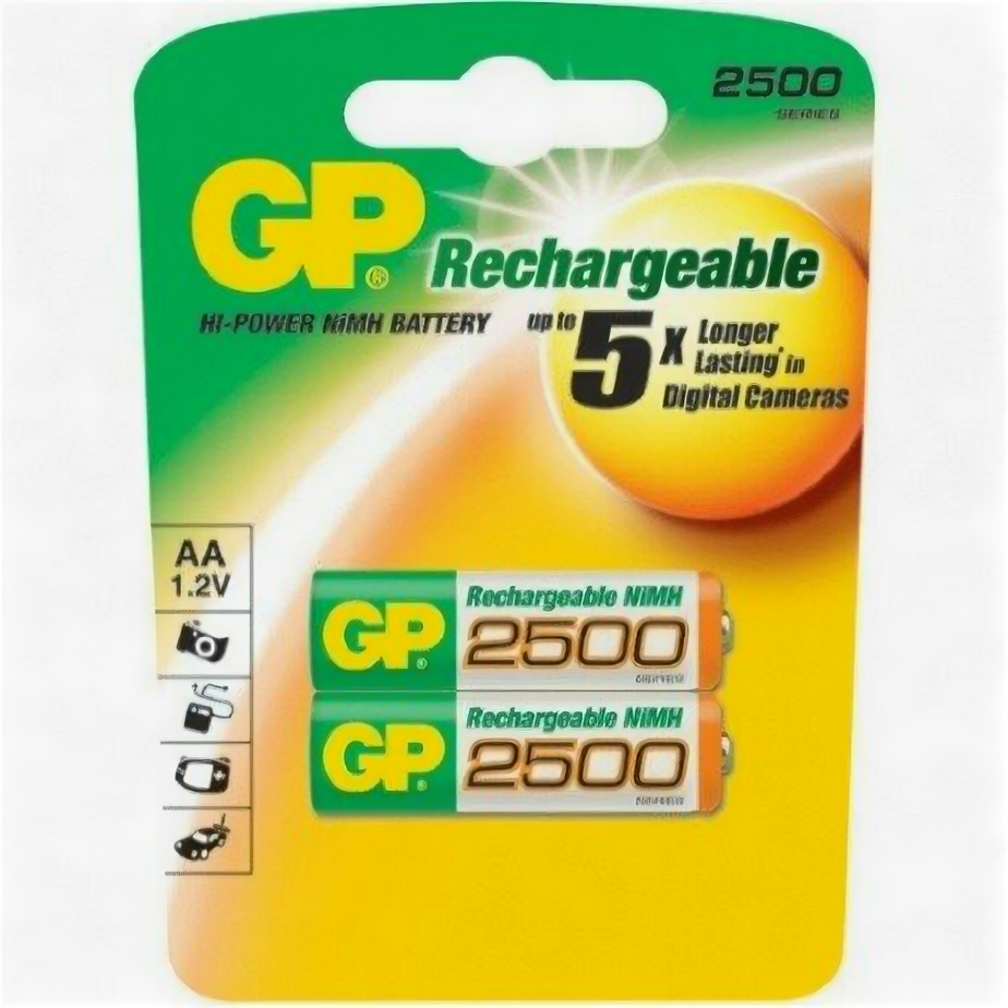 Аккумулятор GP 250AAHC-BL2 HR6 BL2, упаковка 2 шт.