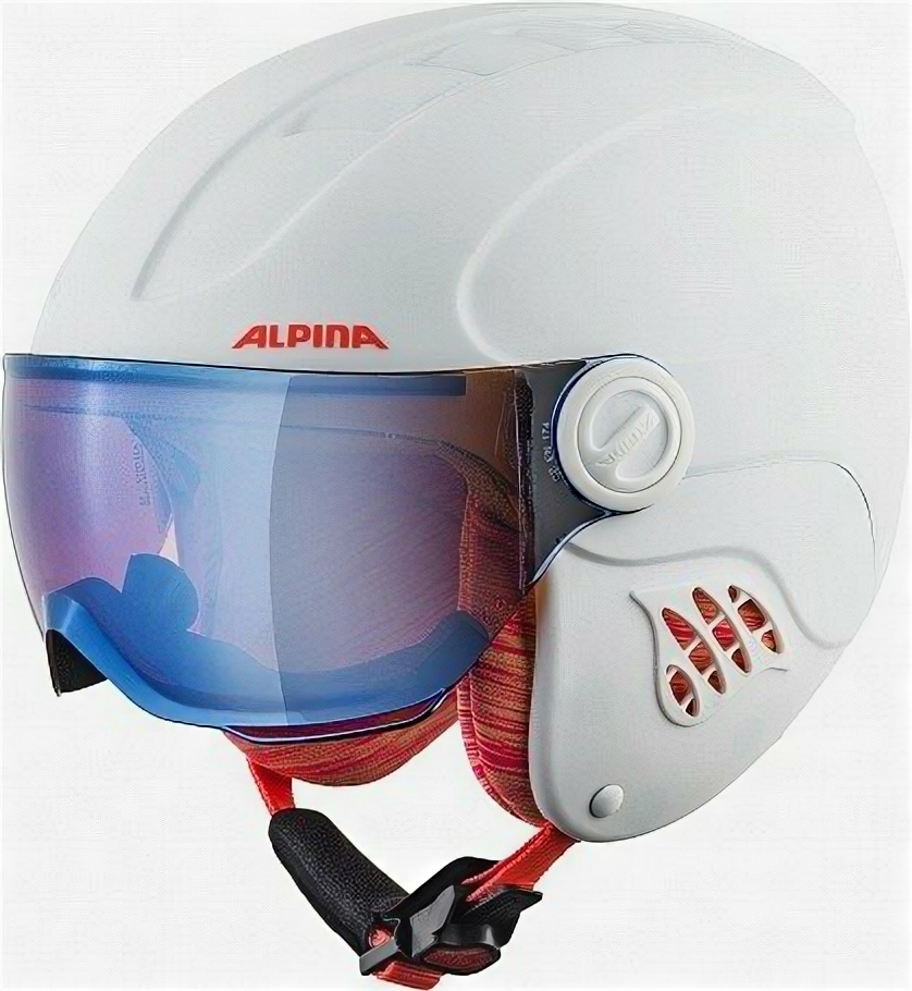 Зимний шлем с визором Alpina Carat le visor HM white/flamingo matt
