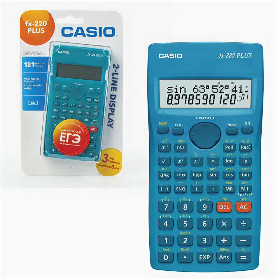 Калькулятор CASIO инженерный FX-220PLUS-S 181 функия автономный 155х78мм блист сертифицирован для ЕГЭ