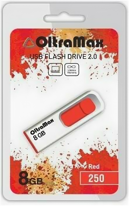 USB flash накопитель OltraMax 250 8GB красный (OM-8GB-250)