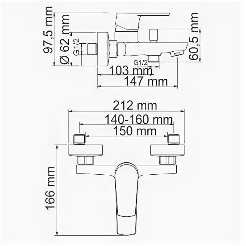 Смеситель для ванны с коротким изливом Wasserkraft Dill 6101 хром 9062343 - фотография № 2