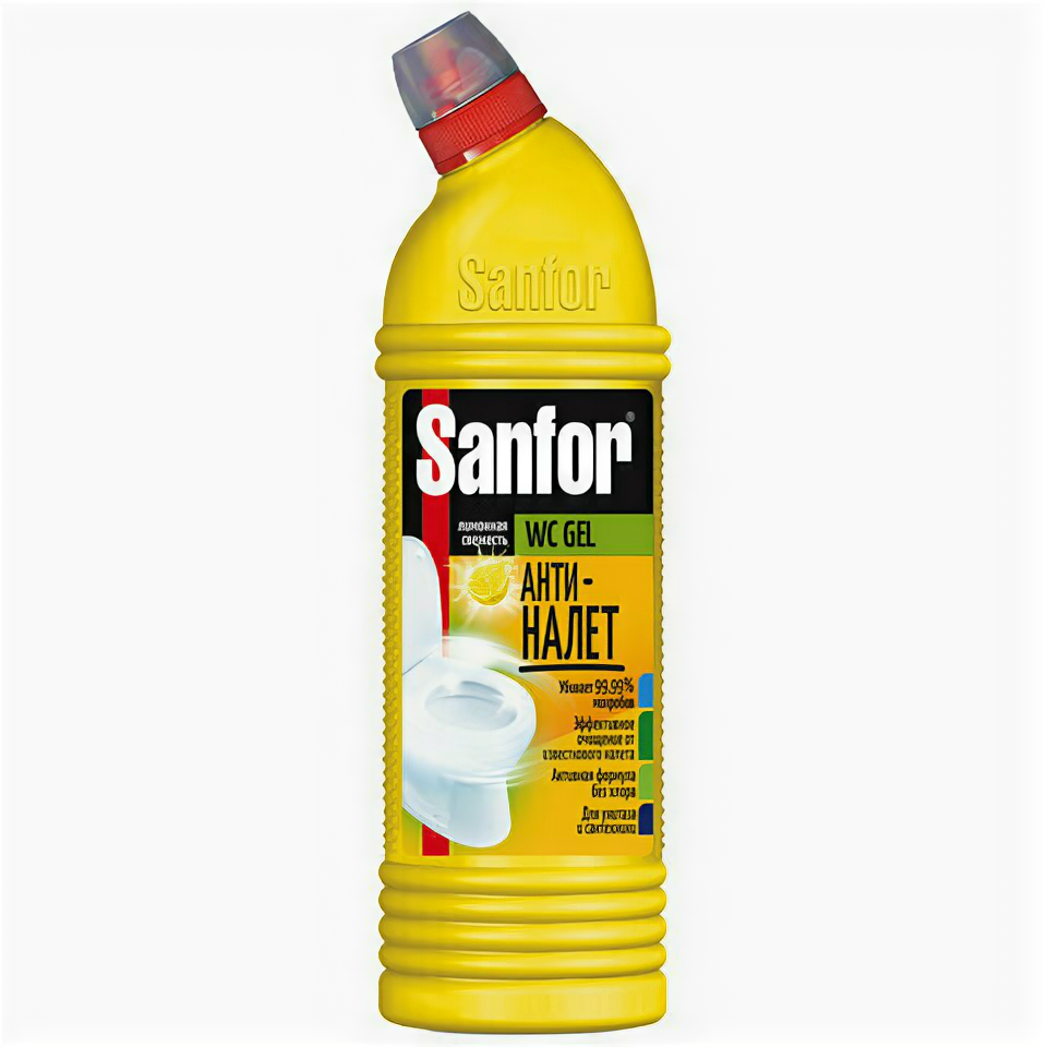 Средство для уборки туалета 750г SANFOR WC gel (Санфор гель) "Лимонная Свежесть" ш/к 02771