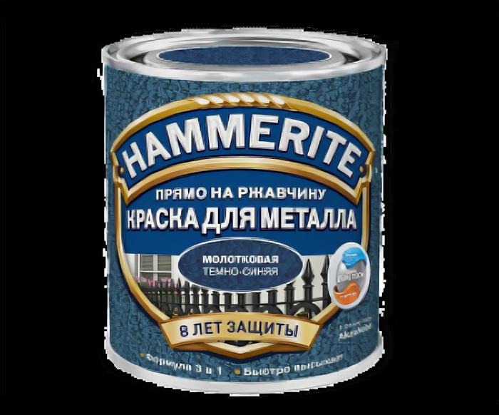 HAMMERITE краска для металла с молотковым эффектом прямо на ржавчину черная (25л)