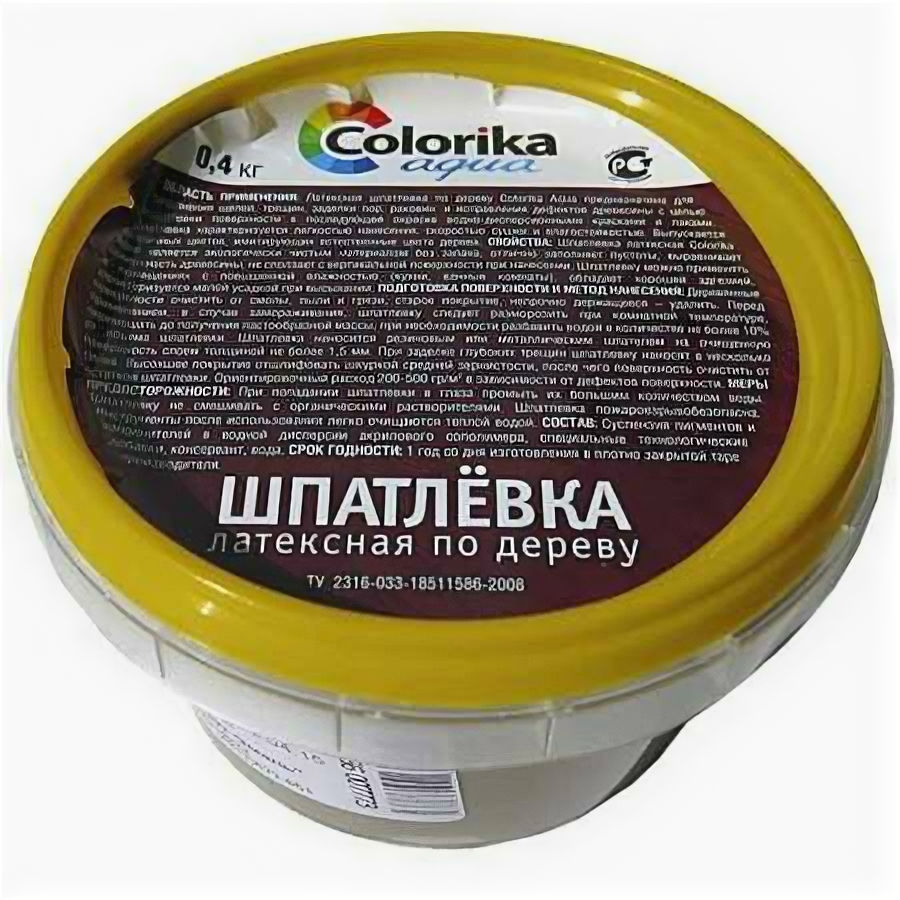 Шпатлевка Colorika Aqua латексная по дереву сосна 04 кг 3 желтоватый (1шт) (92388)