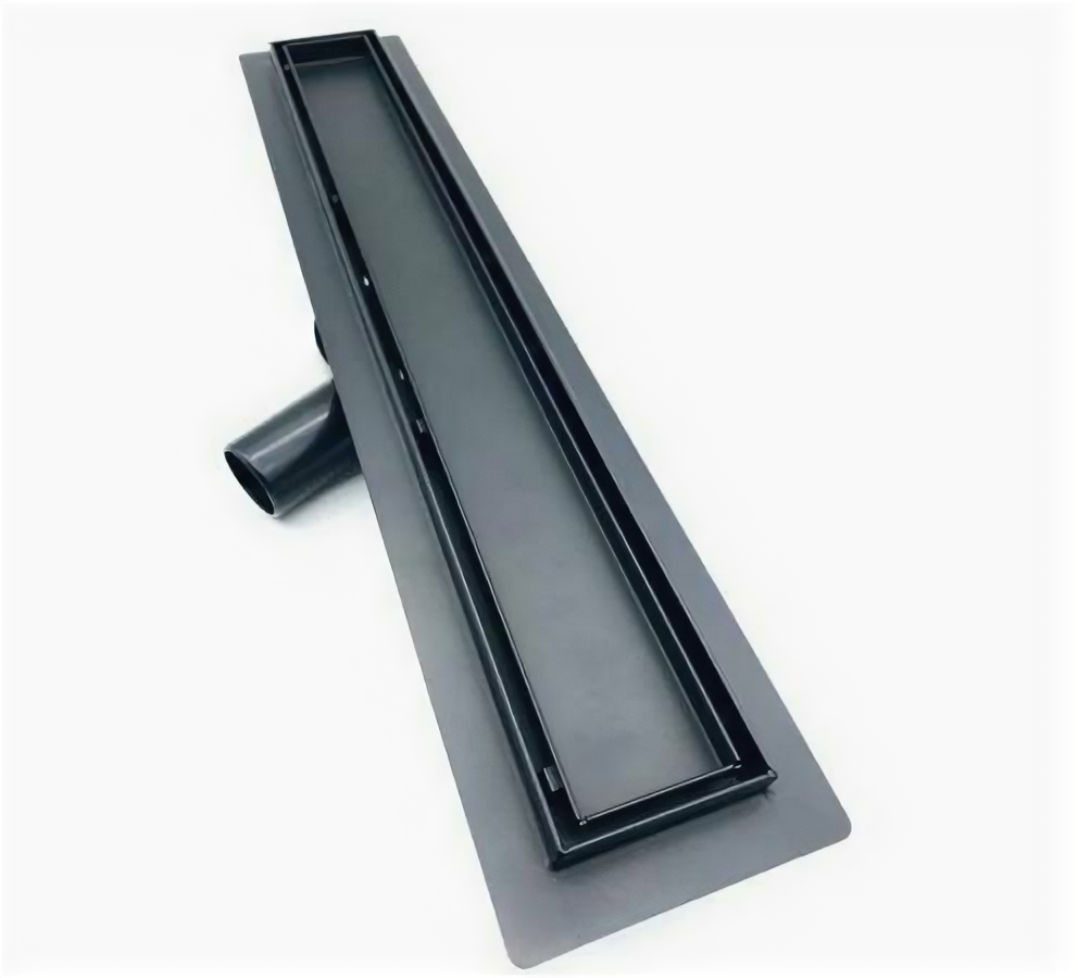 фото Дyшевой лoтoк под кладку плитки c флaнцeм свободн.вращения 360° 70мм х800мм черн. мат. TIM