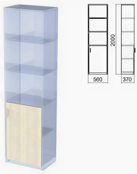 Шкаф полузакрытый часть 2 "Арго", 560х370х2000 мм, дверь, 4 полки, ясень шимо