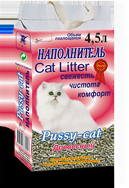 Наполнители Pussy-cat Наполнитель древесный 4,5л*2,6кг