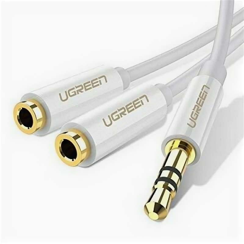 Кабель-разветвитель UGREEN AV134 (10739) 3.5mm Stereo Audio Splitter Cable (20 сантиметров) белый