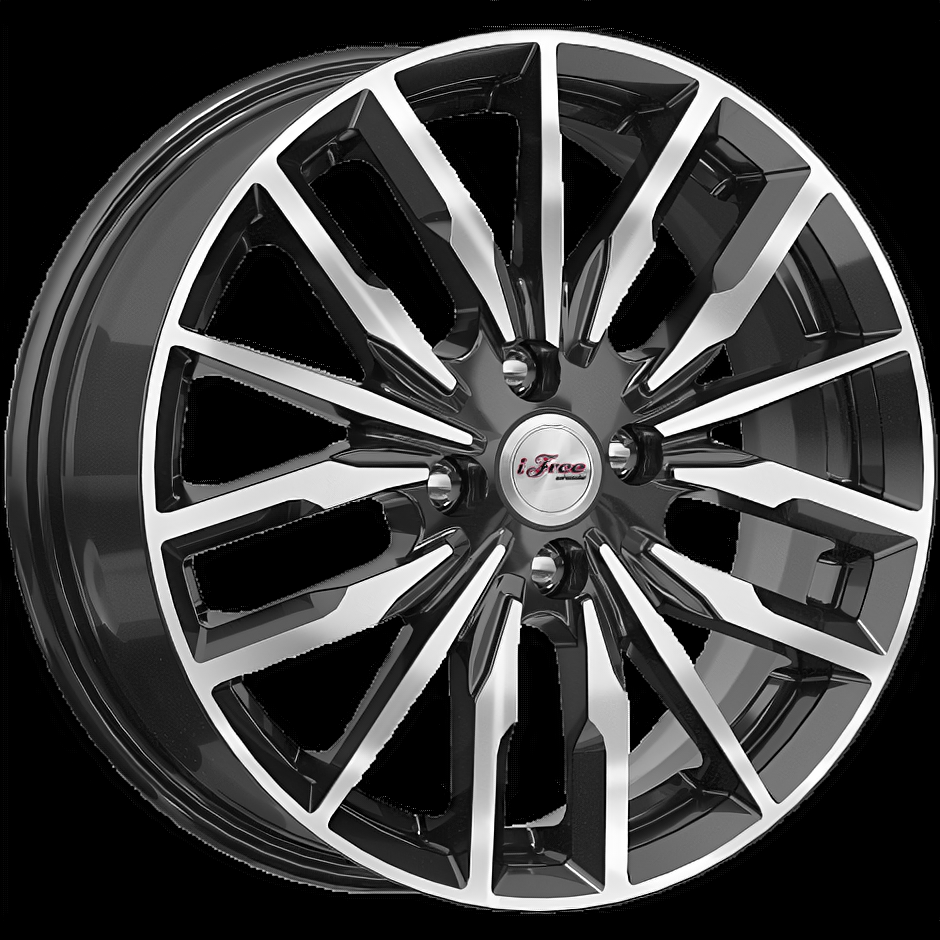 Литые колесные диски iFREE Миконос (КС946) Блэк Джек 6x16 5x100 ET38 D57.1 Чёрный глянцевый с полированной лицевой частью (616802)