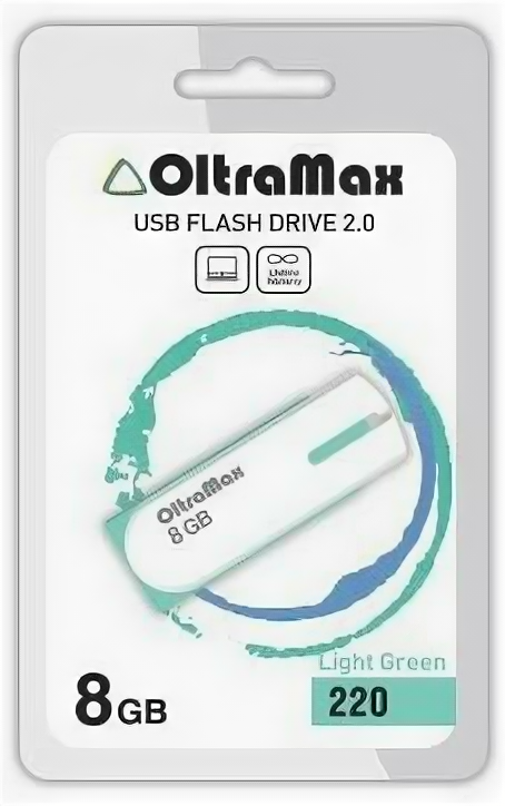 USB flash накопитель OltraMax 220 8GB св.зеленый (OM-8GB-220)