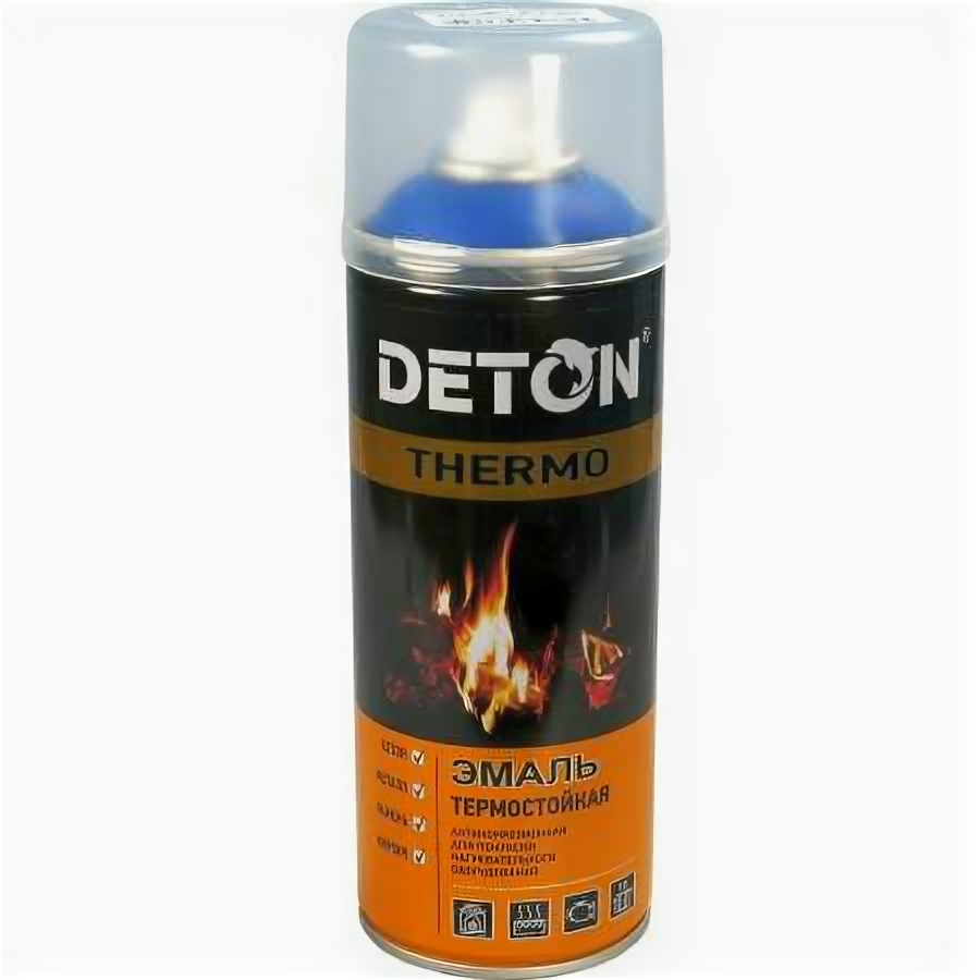 Эмаль DETON аэрозольная термостойкая черная THERMO 520 мл 12 (1шт) (DTN-A70666)