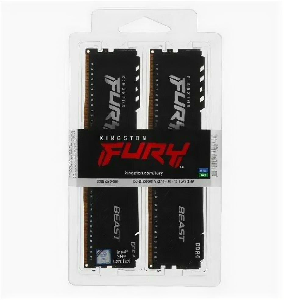 Оперативная память Kingston FURY Beast 32 ГБ (16 ГБ x 2 шт.) DDR4 3200 МГц DIMM CL16 KF432C16BB1K2/32