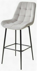 Барный стул хофман, цвет H-09 Светло-серый, велюр / черный каркас (Комплект 2 шт)