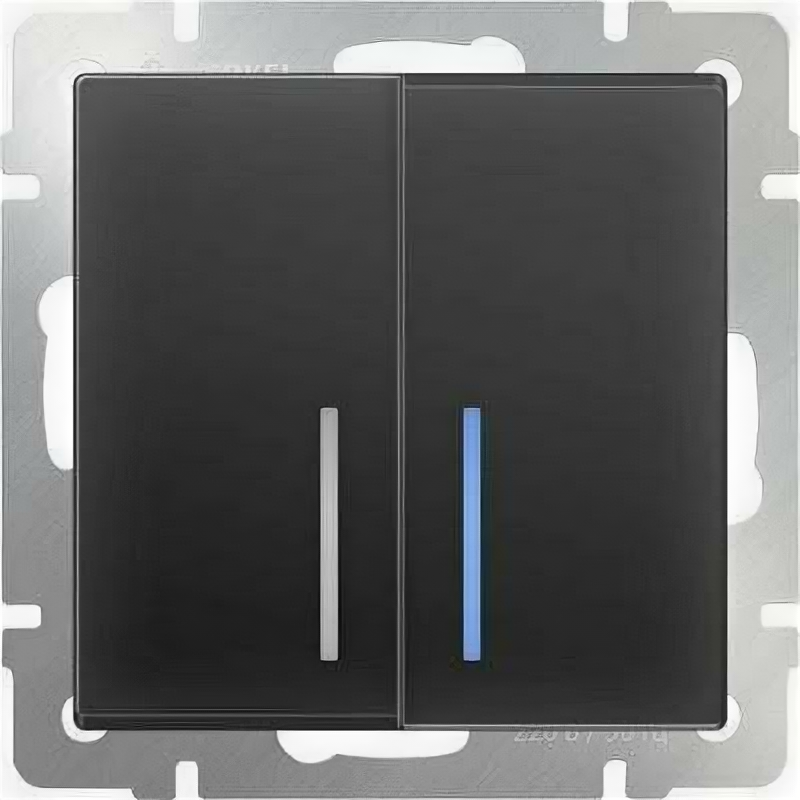 фото Выключатель встраиваемый двухклавишный с подсветкой WERKEL WL08-SW-2G-LED черный