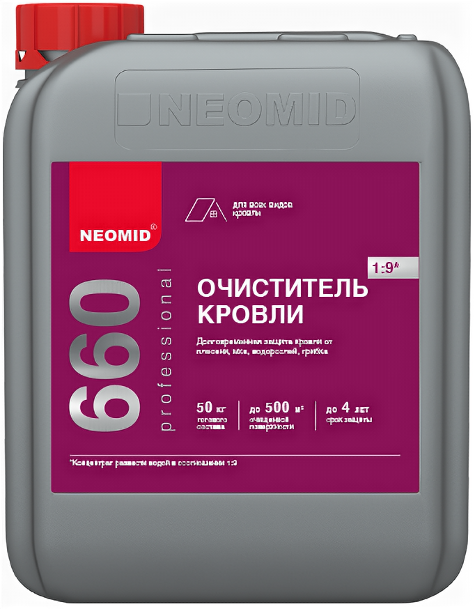 Очиститель кровли долговременная защита NEOMID 660 концентрат 1:9 5 кг