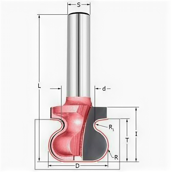 Фреза профильная (Ручка) Z=2 R=2.38 r1=4.76 D=19.05x17.46x49 S=8 PROCUT 502811P