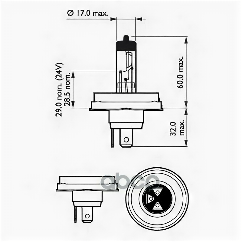 Лампа Накаливания R2 Visio 12v 45/40w P45t-41 B1 Philips12475B1