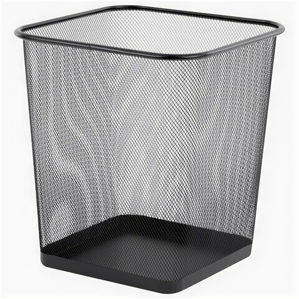 фото Корзина для бумаг квадратная 17 литров, BRAUBERG "Germanium", металл, черная, 237975