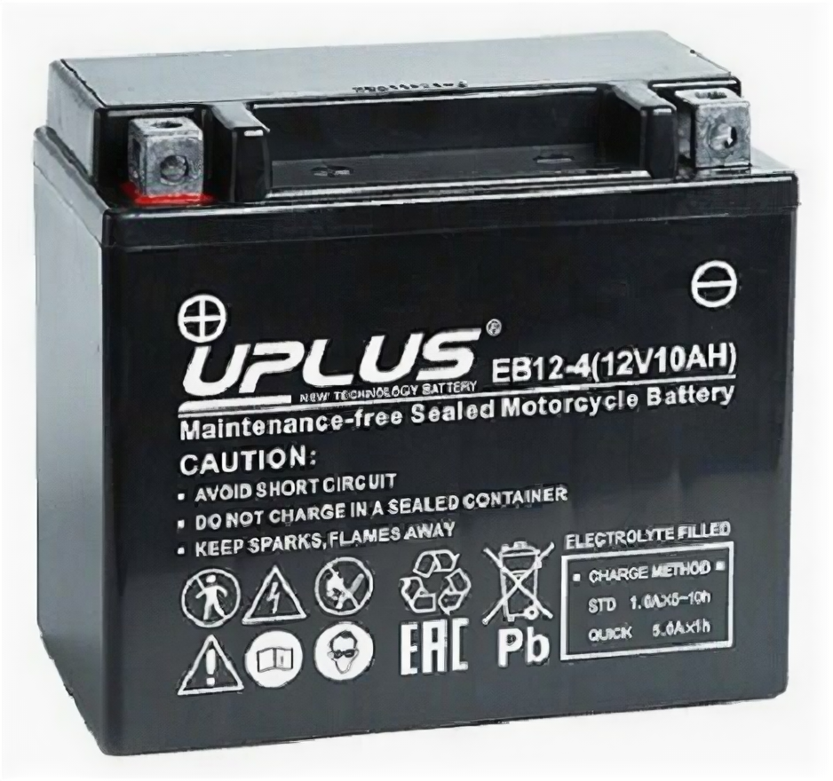 Мото аккумулятор стартерный Leoch UPLUS EB12-4 12V 10Ah прямая полярность 180А YTX12-BS YTX12 AGM аккумулятор для мотоцикла скутера квадроцикла