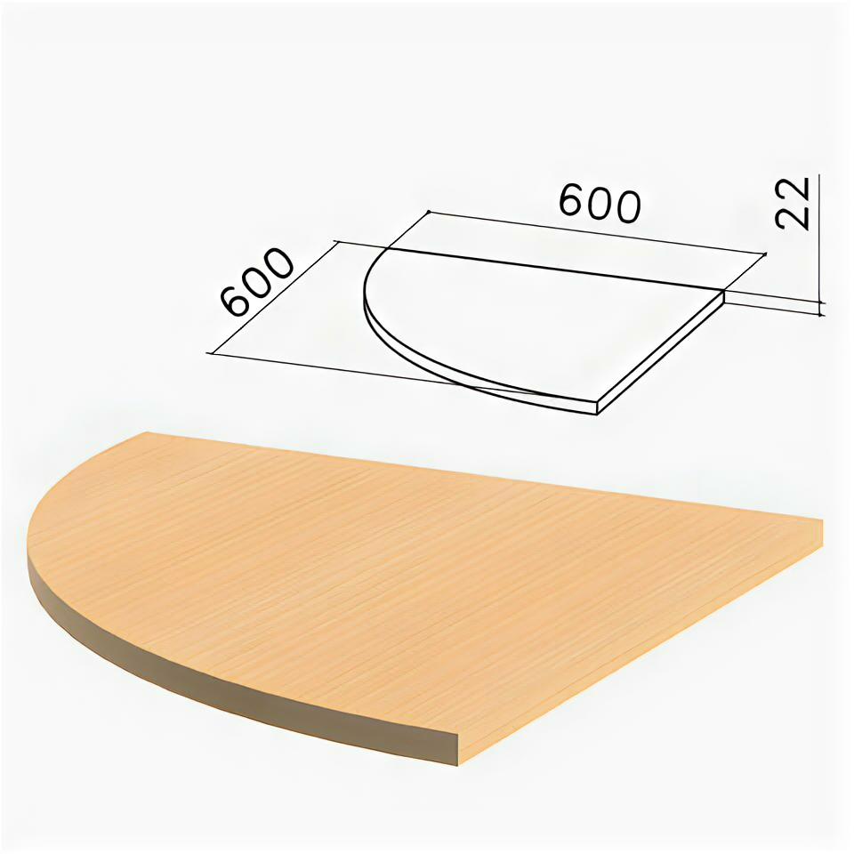 фото Стол приставной угловой "Монолит", 600х600х750 мм, без опоры (640137), цвет бук бавария, ПМ38.1