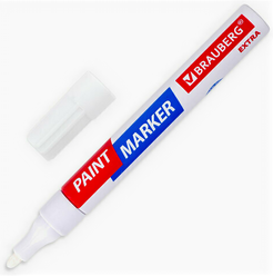 Маркер-краска лаковый EXTRA (paint marker) 4 мм, белый, усиленная нитро-основа, BRAUBERG, 151978, 2 штуки