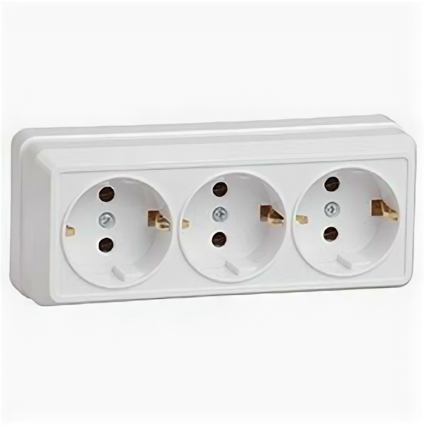 фото Октава белый розетка открытая 3-мест заземление IP20