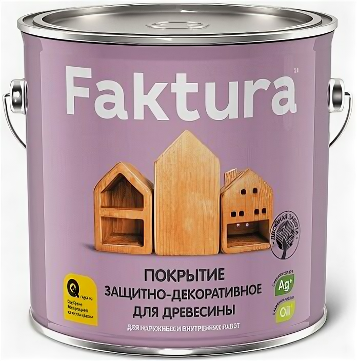 Защитный Состав для Древесины Faktura 9л Тик с Ионами Серебра и Льняным Масло для Внутренних и Наружных Работ / Фактура.