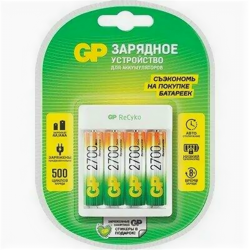 ЗУ для Ni-Mh/Ni-Cd аккумуляторов GP Ni-Mh Battery USB Charger E411 + 4AAx2700mAh GPE411/270AAHCCS-2CR1 1шт.