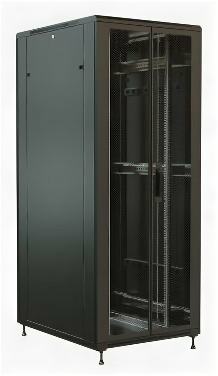 Шкаф WRLINE серверный (WR-TT-4288-DD-RAL9004)42U 800x800мм пер.дв.перфор.2ств.задн.дв.перфор.2-хст. 2 бок.пан. 800кг черный 710мм 2055мм IP20 сталь