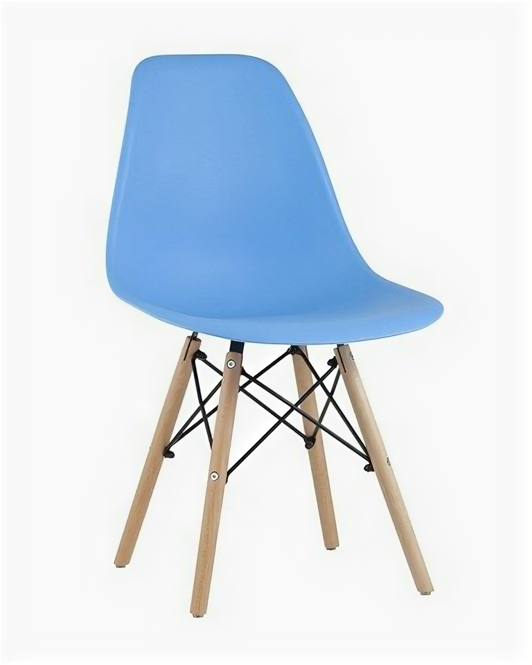 Стул Eames DSW голубой, литой полипропилен, стальной каркас, массив бука, 4 шт.