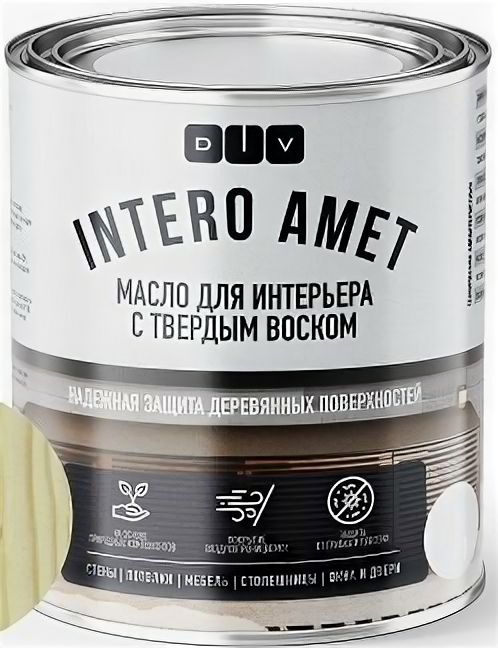 Масло с Твердым Воском для Интерьера DIV Intero Amet 0.9л Орегон BL-0031 Шелковисто-Матовое для Всех Видов Древесины.