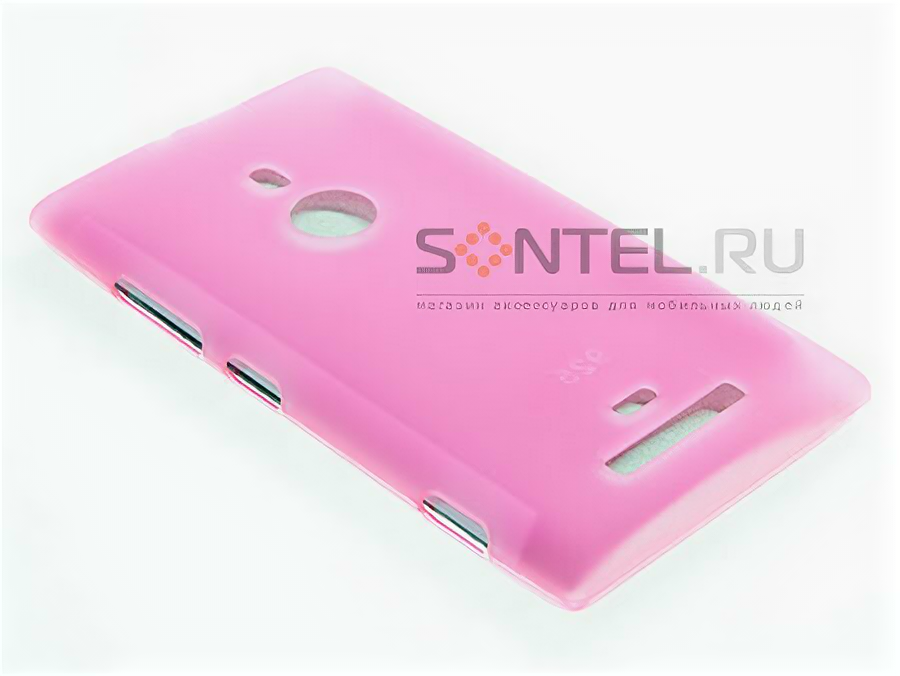 Силиконовый чехол для Nokia 925 Lumia розовый в тех.уп.