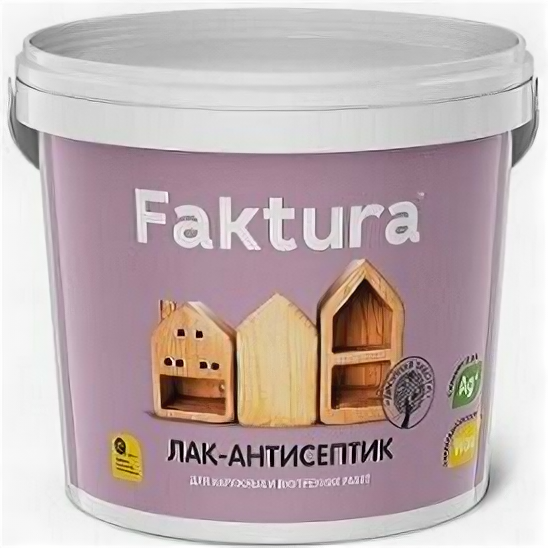 Лак Антисептик Faktura 0.9л Золотой Дуб на Водной Основе с Ионами Серебра и Воском для Наружных и Внутренних Работ / Фактура.