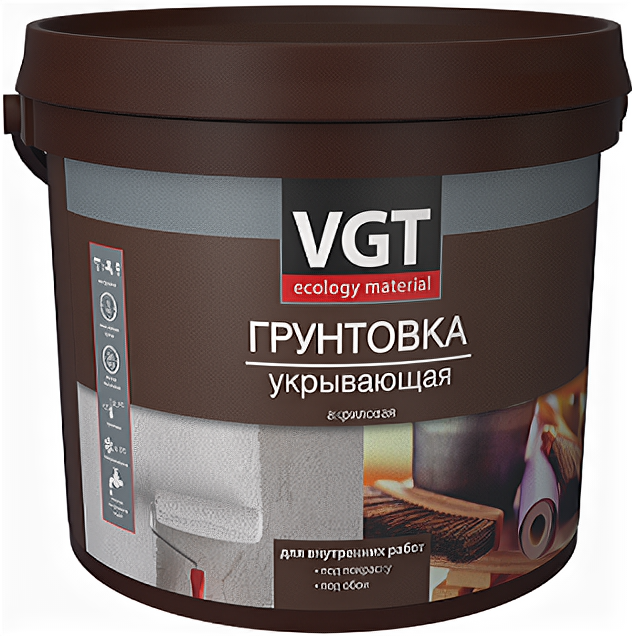 VGT ВД-АК-0301 грунтовка укрывающая акриловая под покраску и обои (3кг)