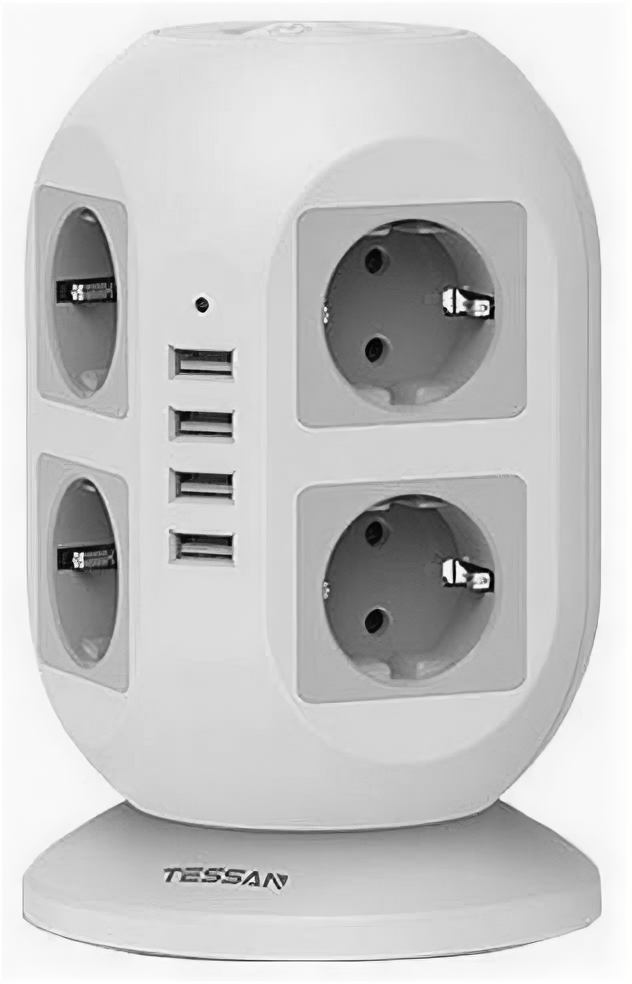 фото Сетевой фильтр TESSAN JW402 серый