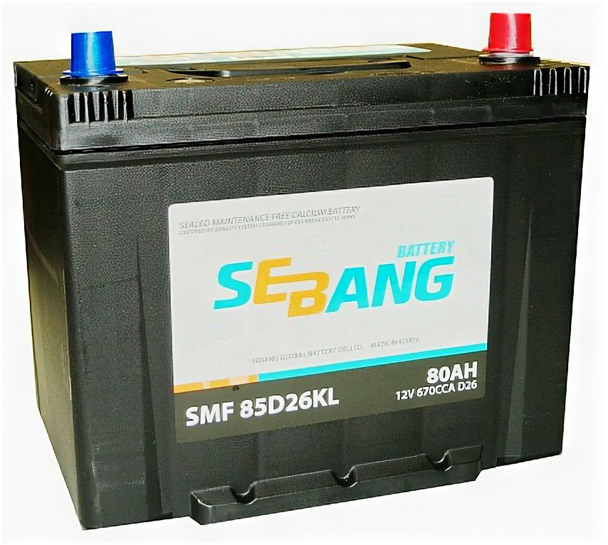 Аккумулятор автомобильный SEBANG SMF 85D26KL 6СТ-80 обр. 261x173x225
