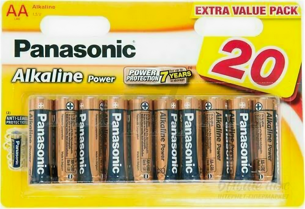 Батарейки Panasonic щелочные AA Alkiline power multi pack в блистере 20 шт. (LR6REB/20BW)