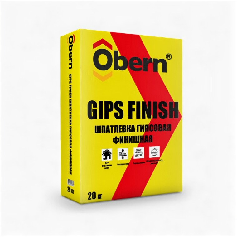 фото Шпатлёвка финишная Obern GIPS FINISH 20кг, 2 шт.