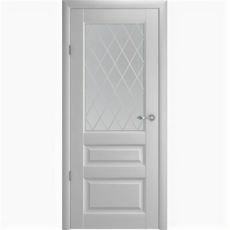 Межкомнатная дверь Albero Эрмитаж-2 Винил / Платина / Мателюкс с алмазной гравировкой 