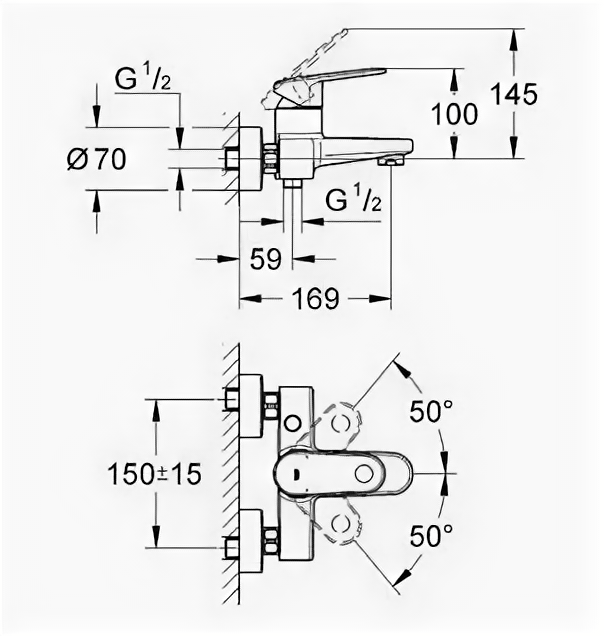 Смеситель для ванны и душа GROHE - фото №1