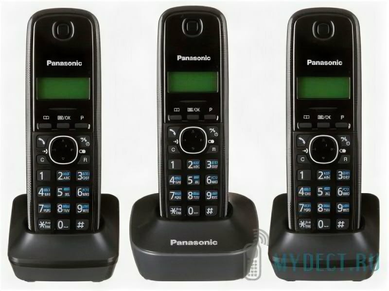 Радиотелефон Panasonic KX-TG1613RUH PRO (3 радиотрубки в комплекте) черно-серый