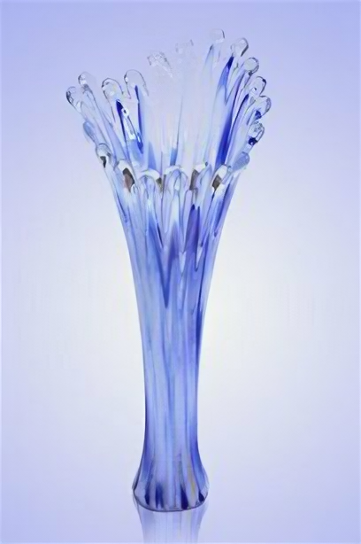 фото Ваза Коралл h-28 см (в стеклокрошку) Бело-синий