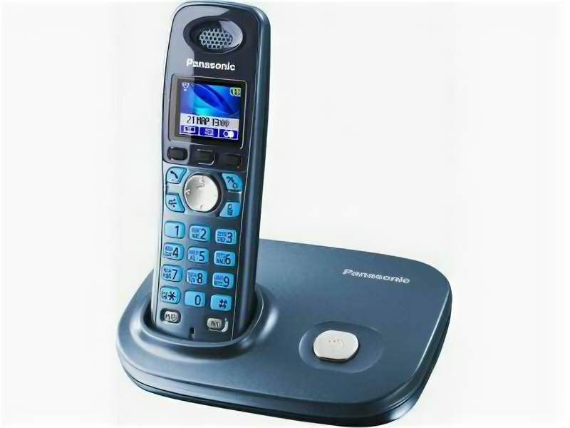 Радиотелефон с голосовым АОН Panasonic KX-TG8011RUC синий металлик